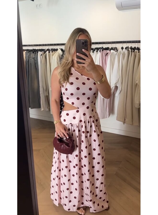 DOT MAXI DRESS PINK/BORDEAUX