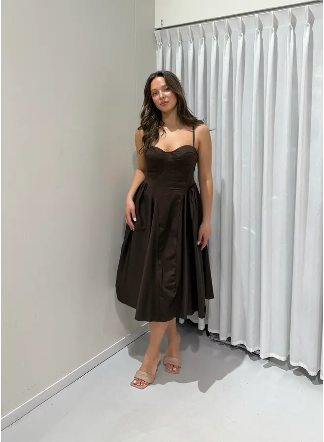 MIDI BUSTIER DRESS CHOCO
