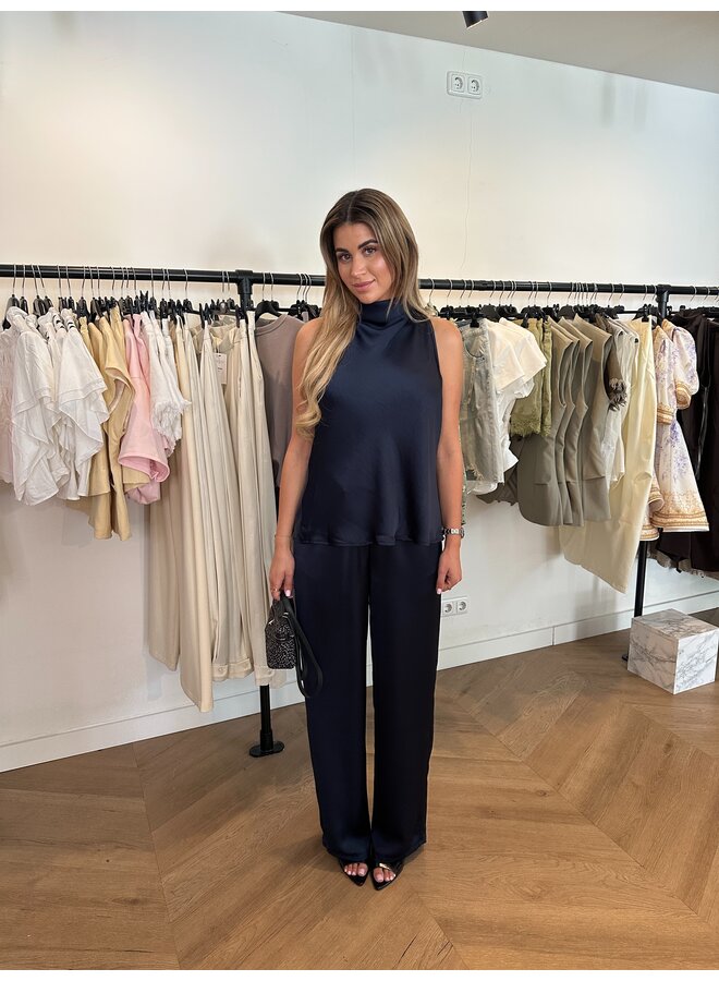 SATIN HIGH NECK NAVY