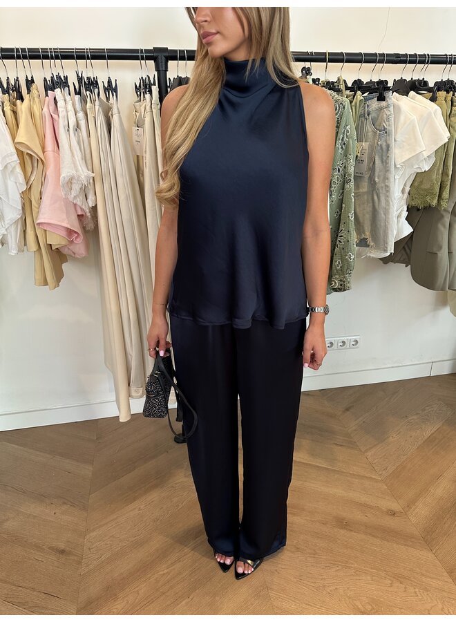 SATIN HIGH NECK NAVY