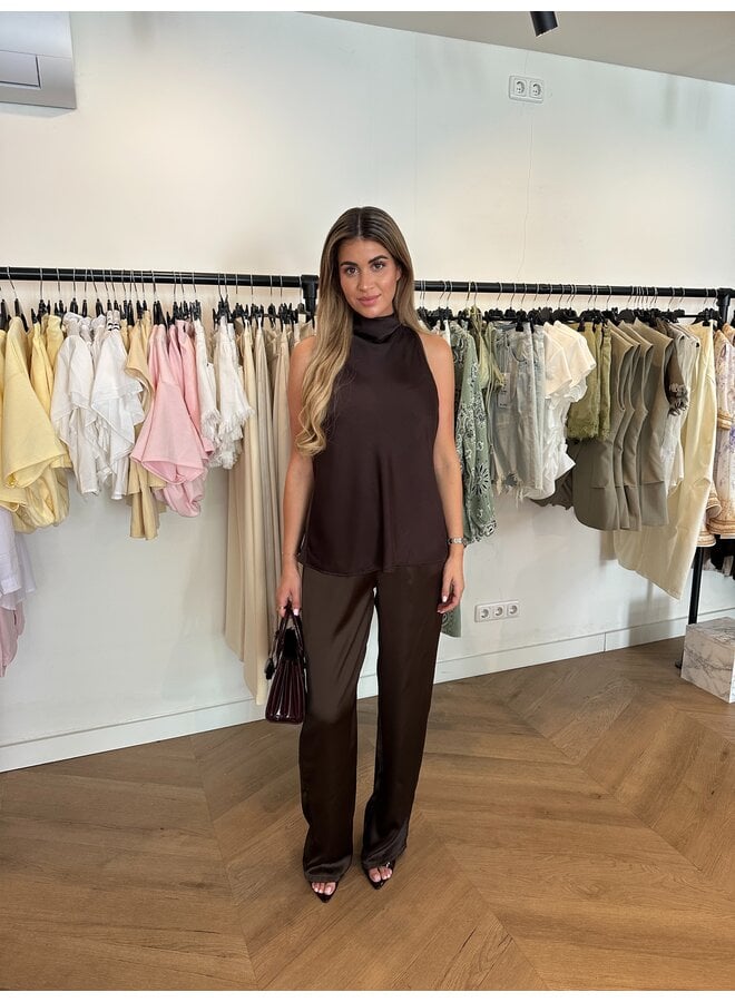 SATIN HIGH NECK CHOCO