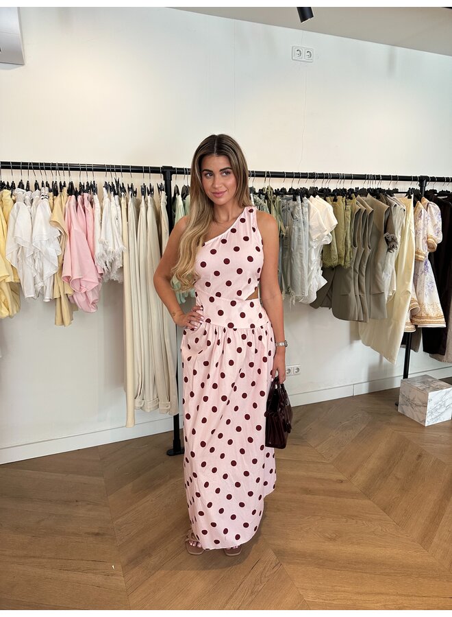 DOT MAXI DRESS PINK/BORDEAUX