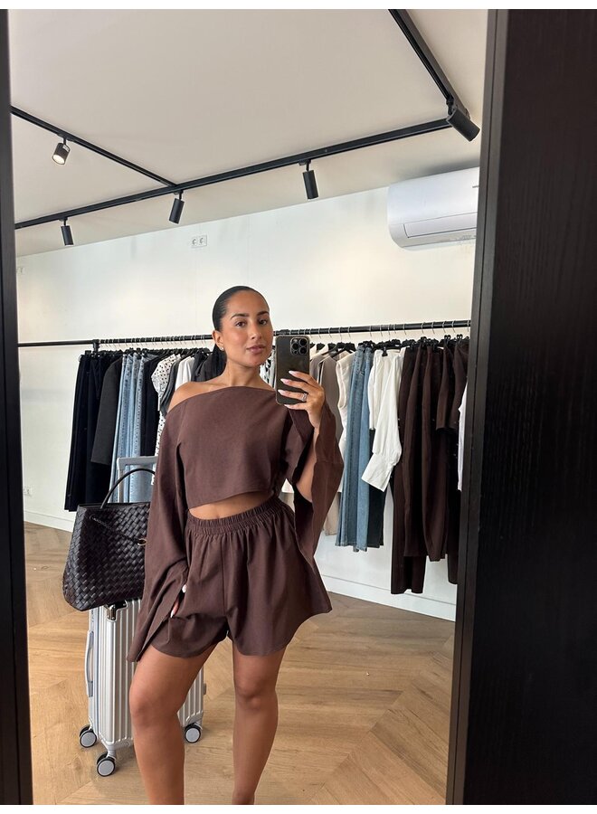 LINNEN SHORT CHOCO