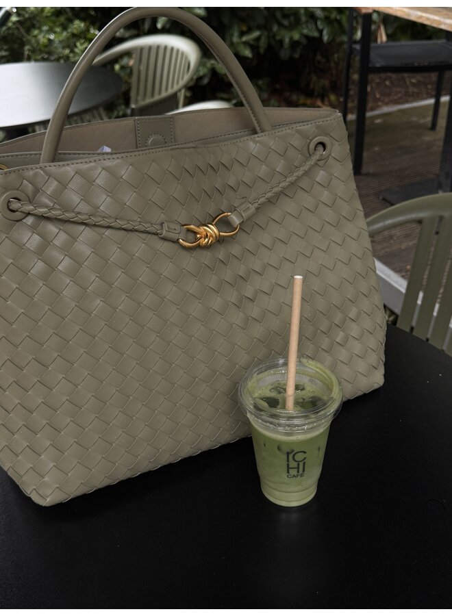 XL ADRIANA BAG LEATHER  MATCHA