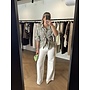 GERUITE BLOUSE OPEN GEWERKT GROEN-PAARS