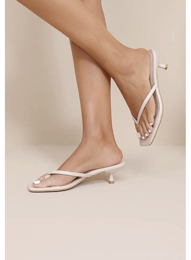 BEIGE MINI SANDAL HEEL
