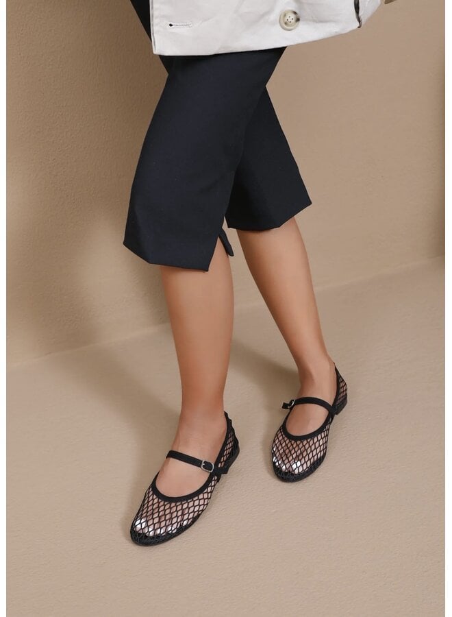 MESH BALLERINA ZWART
