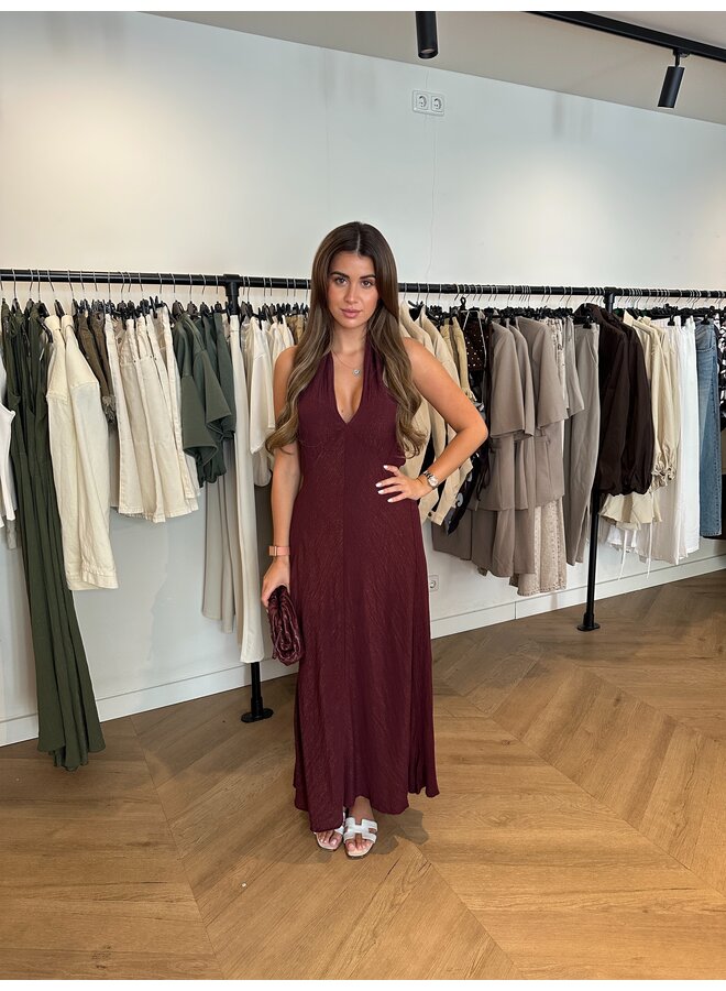 HALTERDRESS MINI GLITTER BORDEAUX