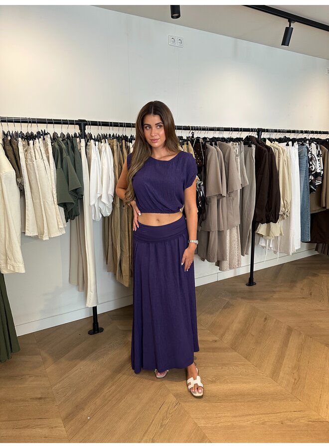 FOLD MAXI SKIRT SET “LISELOTTE” DONKERPAARS