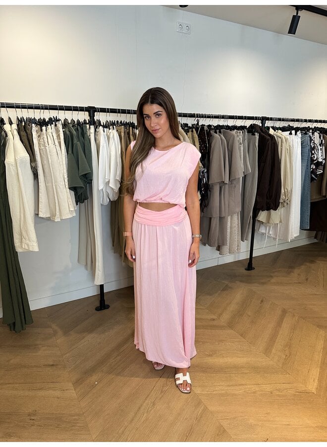 FOLD MAXI SKIRT SET “LISELOTTE” BABY PINK