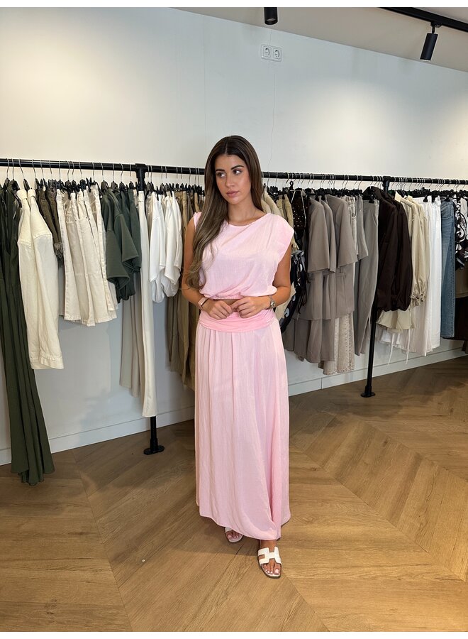 FOLD MAXI SKIRT SET “LISELOTTE” BABY PINK