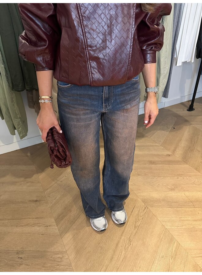 RED/PINK WASH FOLD JEANS