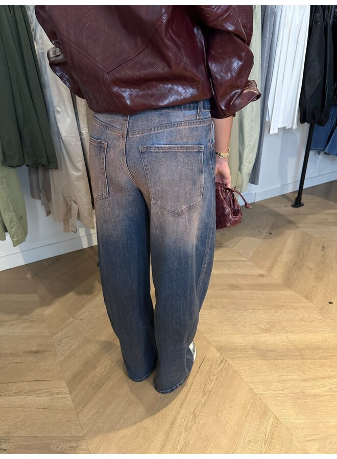RED/PINK WASH FOLD JEANS