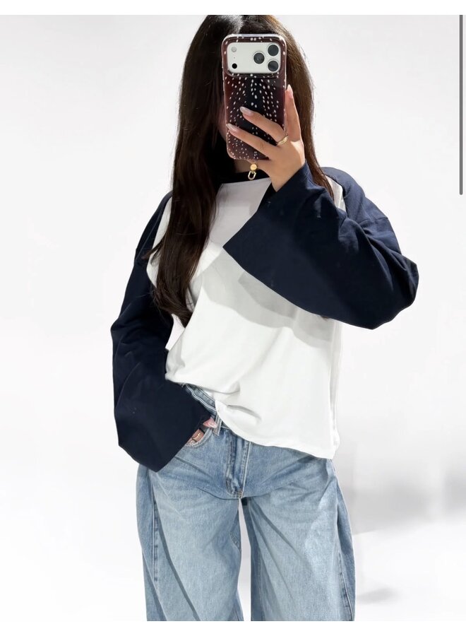 BASEBALL LONGSLEEVE WHITE-NAVY