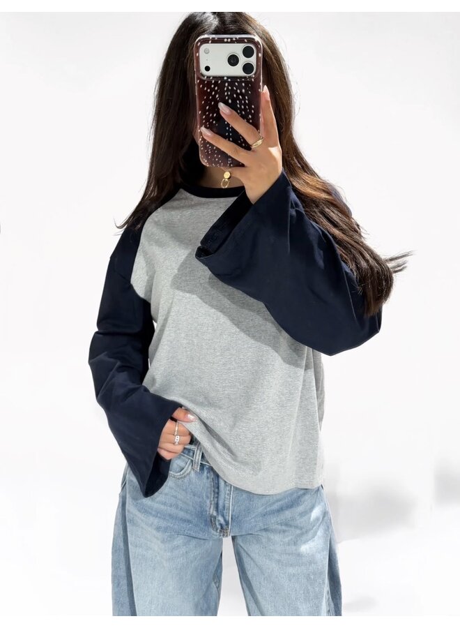 BASEBALL LONG SLEEVE NAVY-GREY