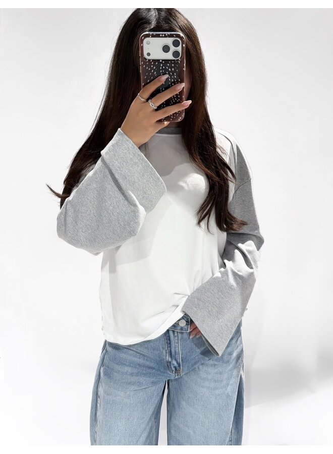 BASEBALL LONGSLEEVE GREY-WHITE