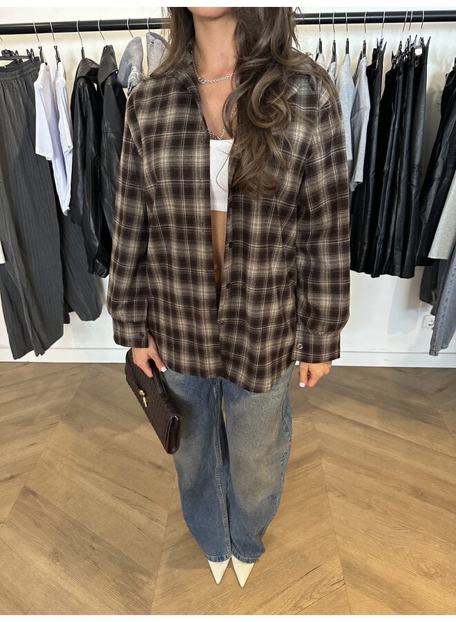 CHECKERED BROWN BLOUSE