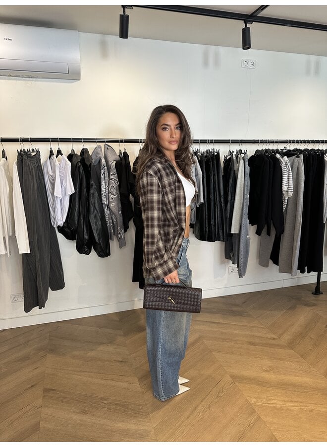 CHECKERED BROWN BLOUSE