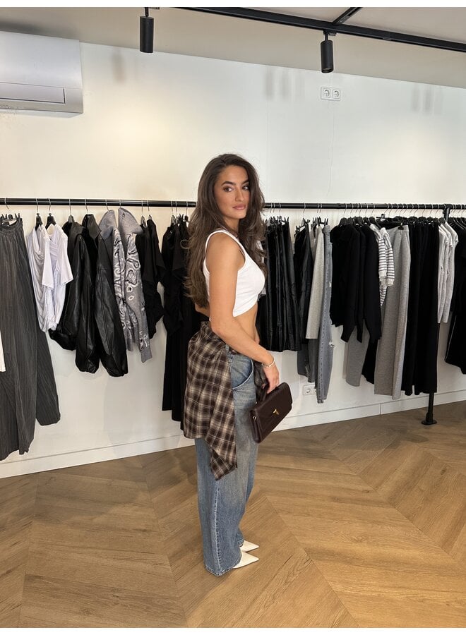 CHECKERED BROWN BLOUSE