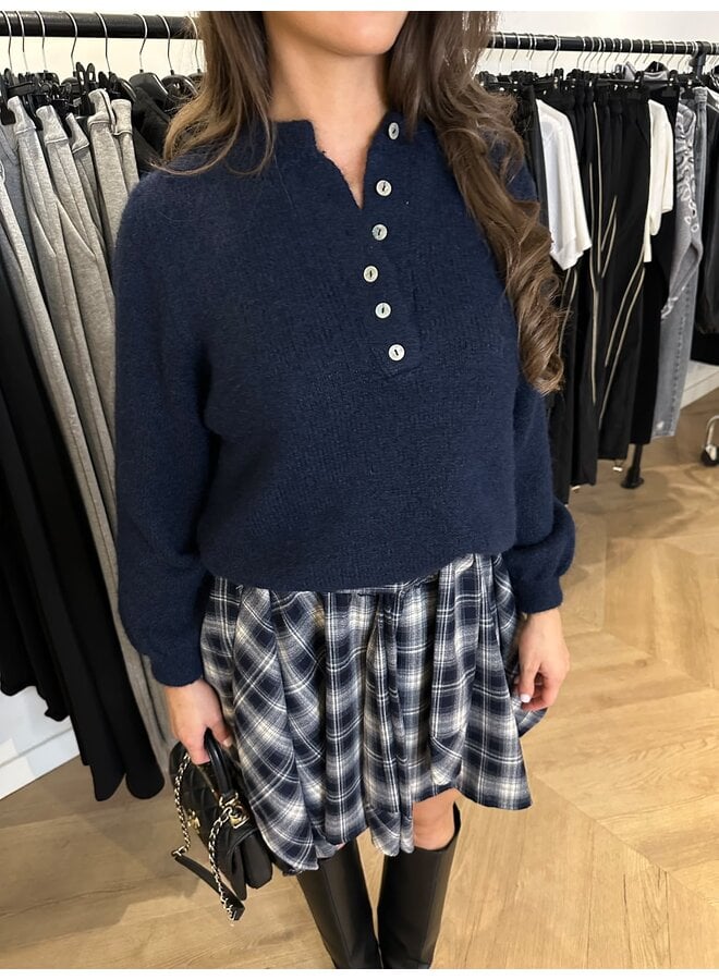 NAVY BUTTON UP SWEATER