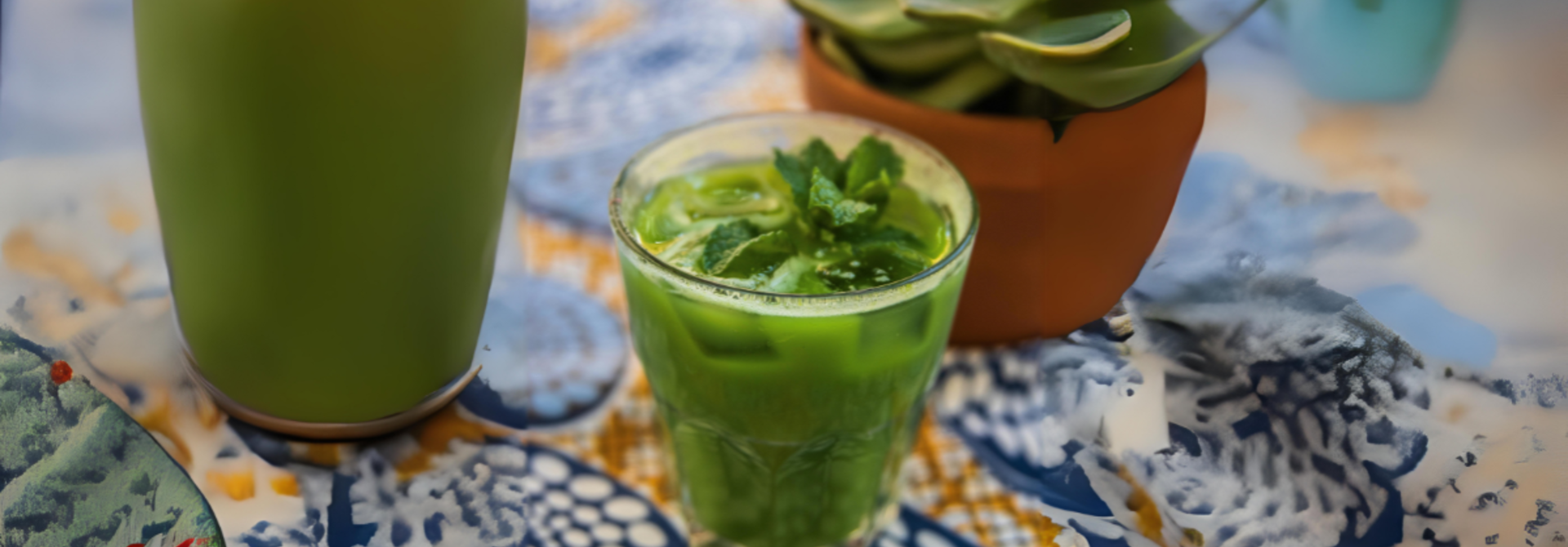 Zelfgemaakte ijsthee met groene thee en munt