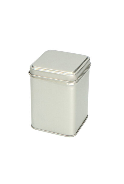 Theeblikje klein vierkant zilver