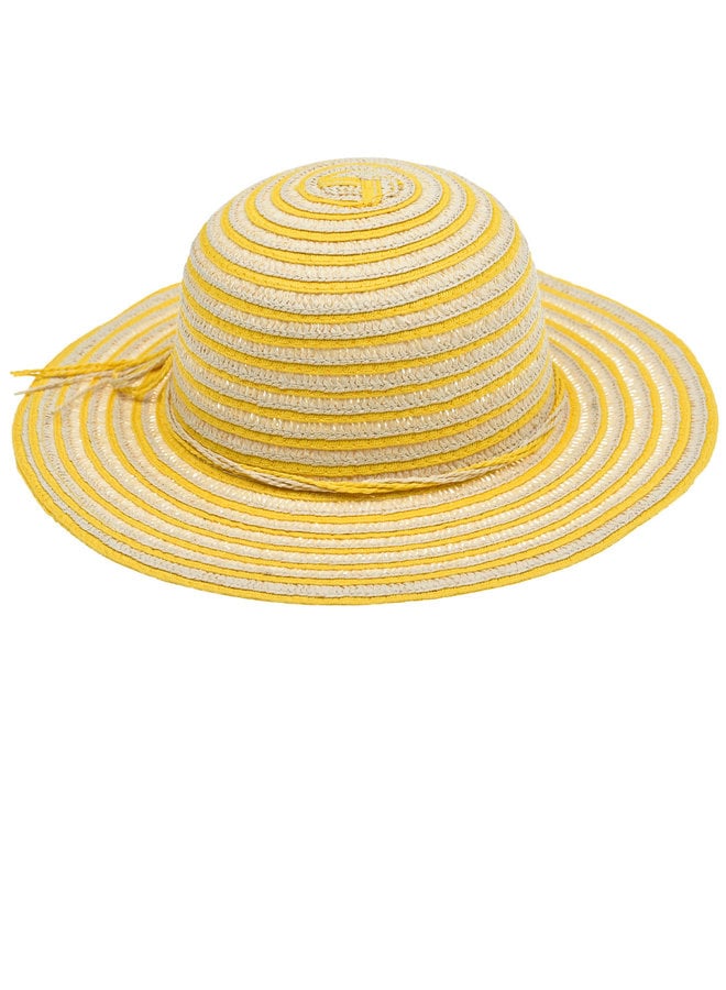 Maximo zomerhoedje met gele strepen en strikje