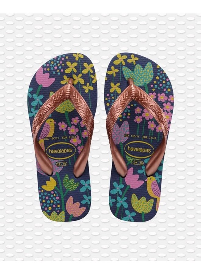 Havaianas teenslippers flores dark blue/gold