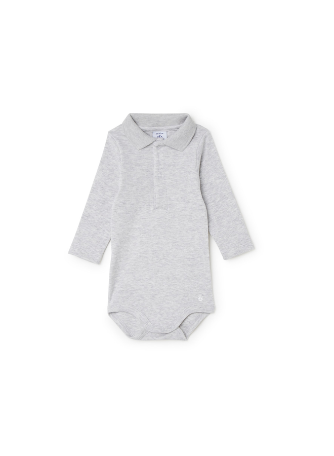 Petit Bateau Grijze Romper met Polo Kraagje