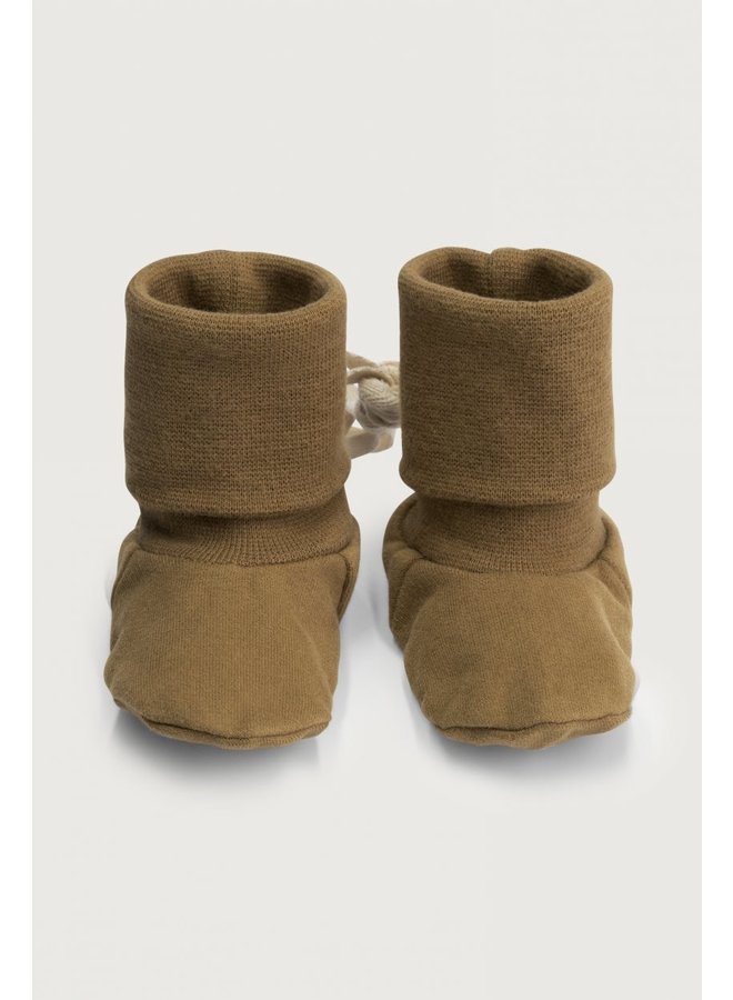Gray Label baby ribbed booties peanut