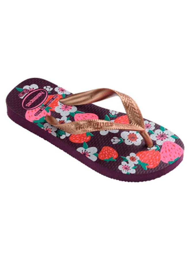 Teenslippers Kids Flores eggplant/rose gold