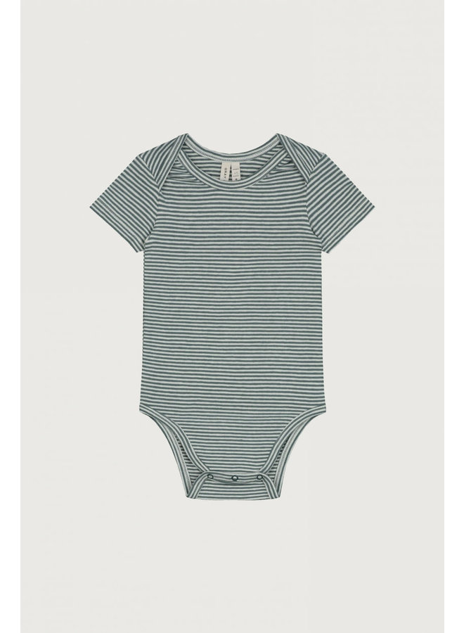 Gray label baby onesie short sleeve blue grey/cream