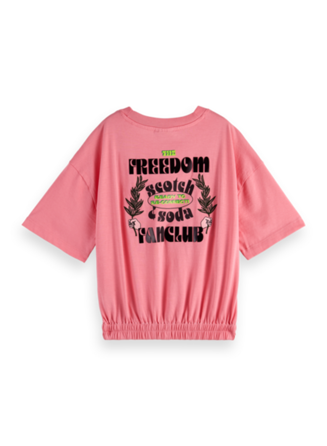 T-Shirt met elastische zoom roze