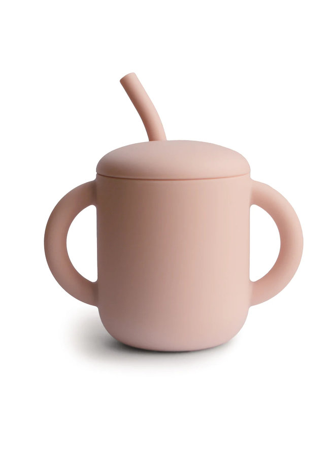 Mushie training cup + straw blush
