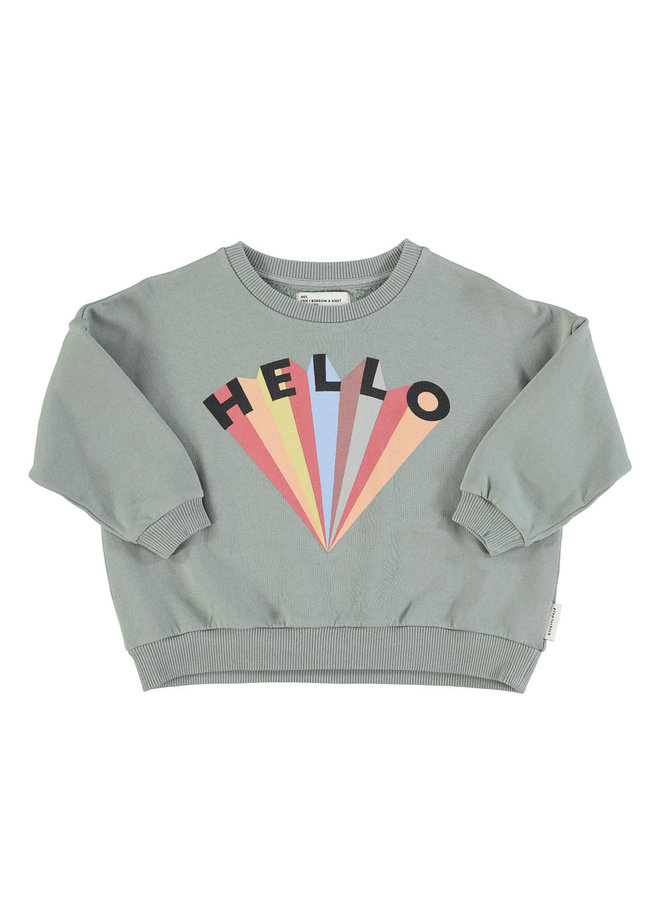 Piupiuchick sweater 'hello' grijsgroen