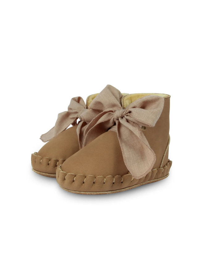 Donsje Babyschoentje pina organzo lining truffle nubuck-cedar cotton