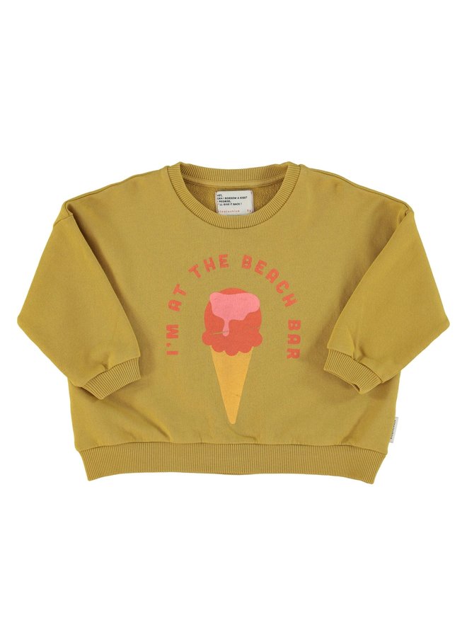 Piupiuchick unisex sweatshirt khaki w/ icecream print