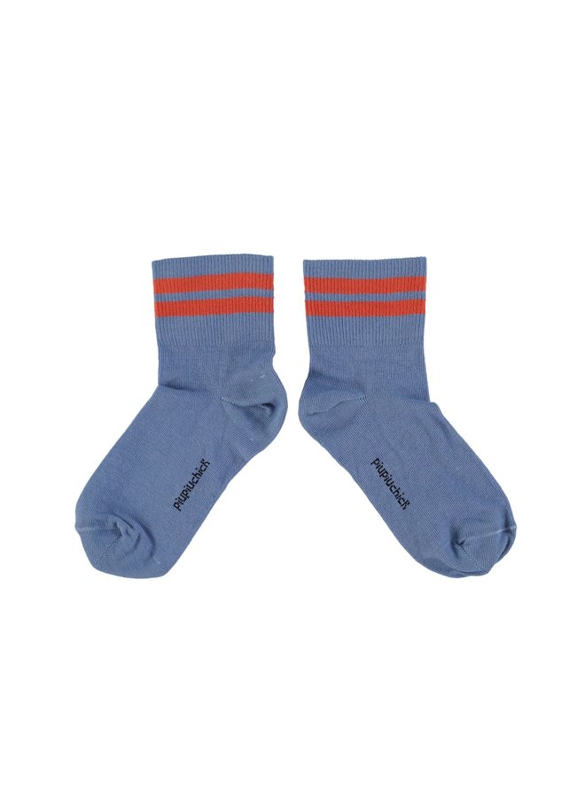 Piupiuchick socks blue w/ orange stripes