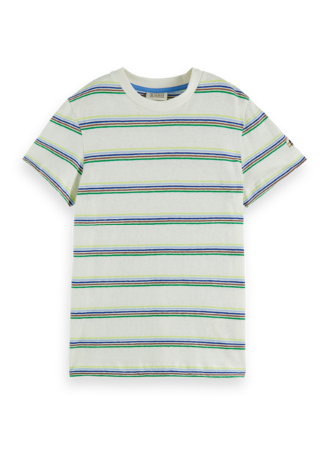 S&S relaxed-fit yarn-dyed striped cotton linen t-shirt