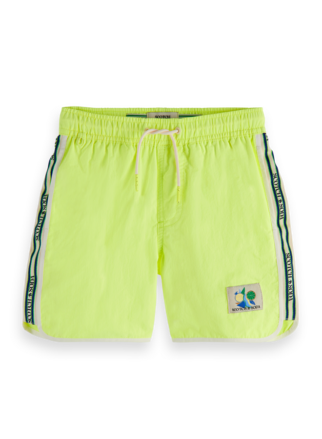 S&S mid length - stripe sporty swim shorts - neon lemon