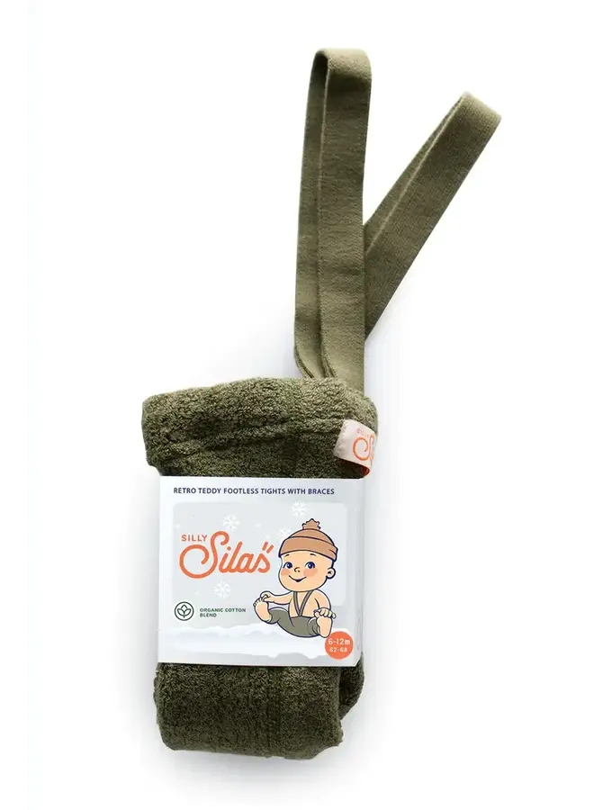 Silly Silas teddy footless tights olive