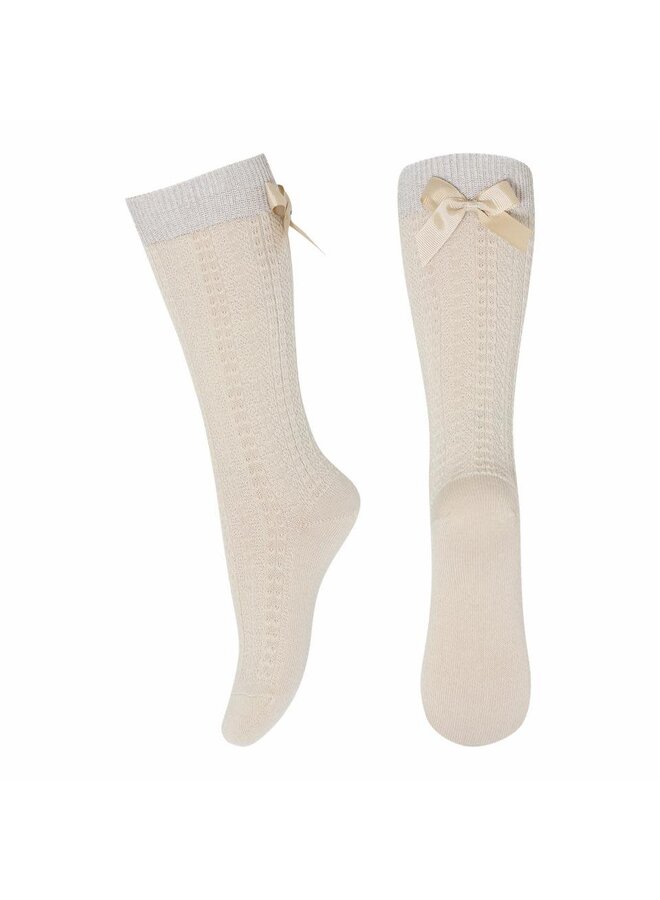 MP knee socks bow ecru