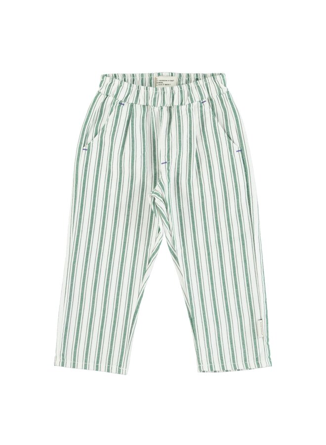 Piupiuchick unisex trousers white \green stripes