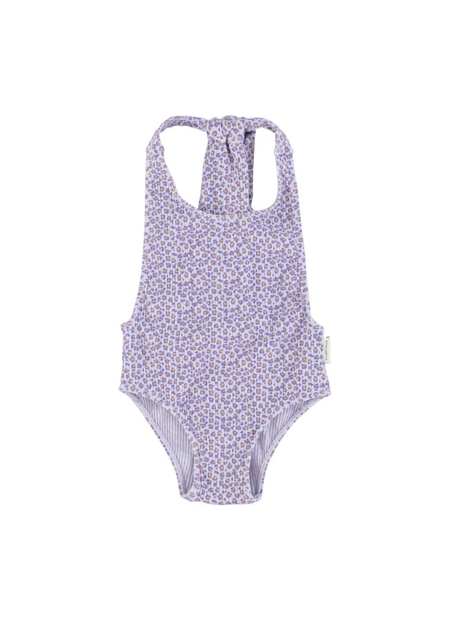 Piupiuchick swimsuit back bow lavender animal print