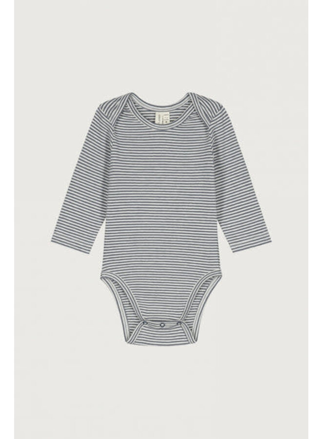 Gray Label baby l/s onesie blue grey/cream