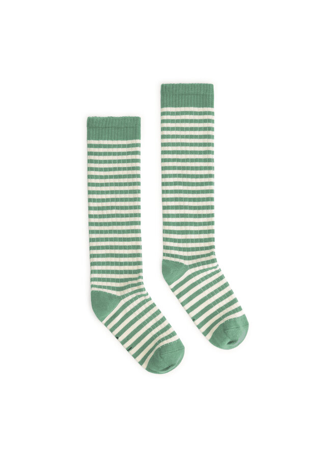 Gray Label long ribbed socks gots bright green/cream