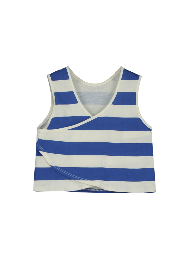 Bonmot crop tee cross back w stripes ivory