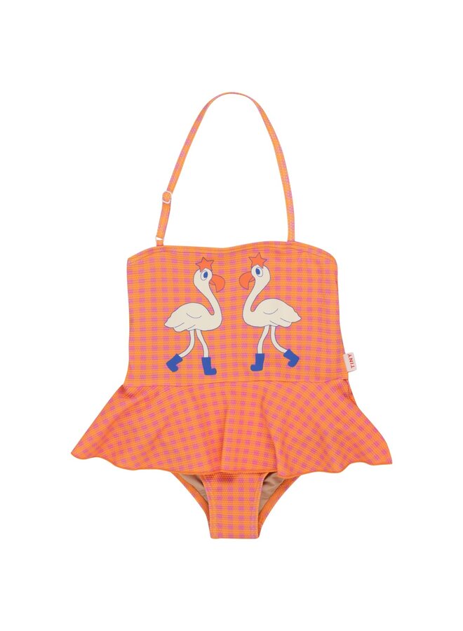 Tinycottons flamingo swimsuit marigold dark pink