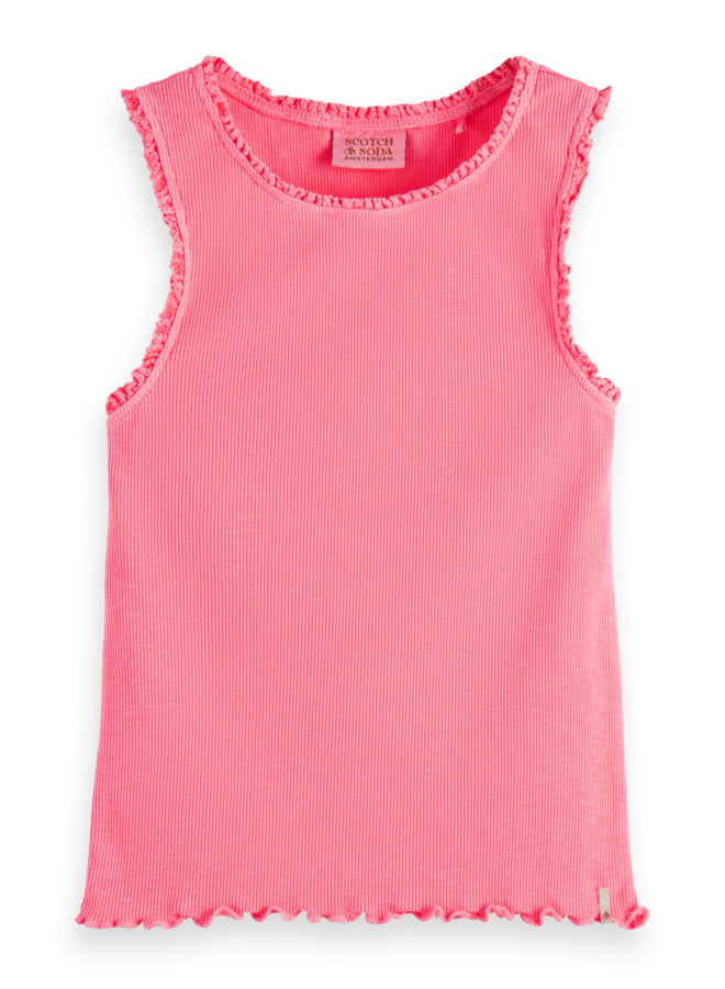 S&S ribbed tank top neon pink