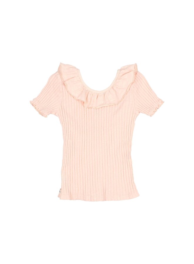 Búho rib collar t-shirt light pink